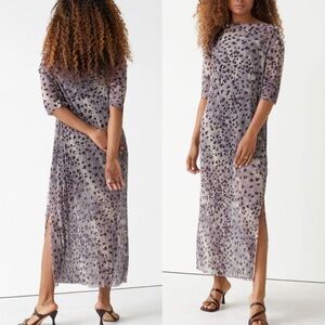 & Other Stories Printed Laser Cut Midi Dress in animal Print size S